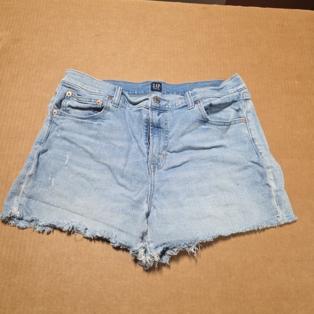 Gap Shorts Blue Denim Light Indigo Cut Off Distress Size 14 / 32